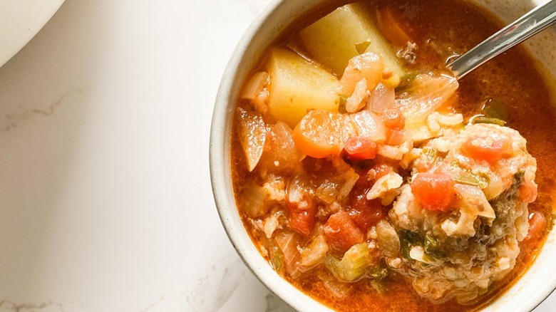 soup with meatballs and vegetables