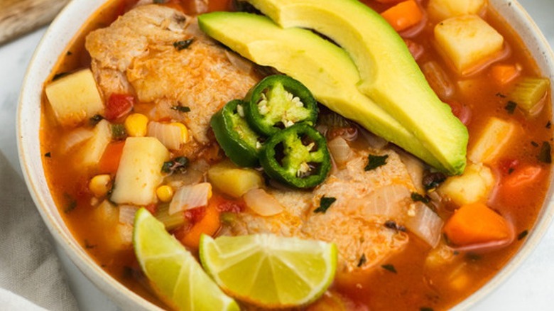 chicken soup with avocados