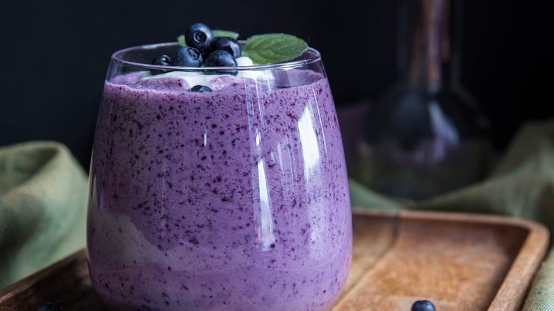 Blueberry smoothie with mint