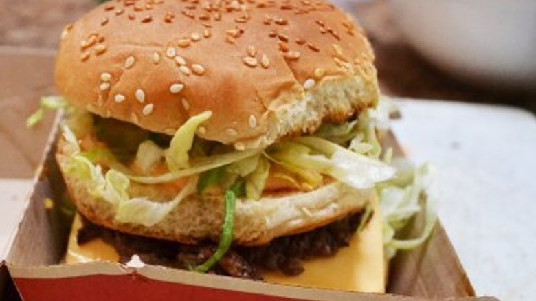 double cheeseburger on sesame bun