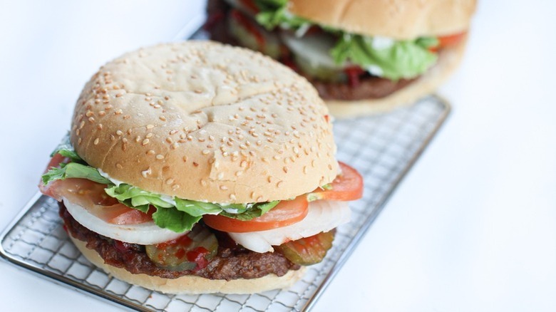 burgers with lettuce and tomato