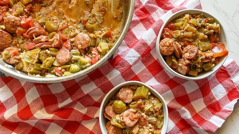 Stewed Okra And Tomatoes With Sausage