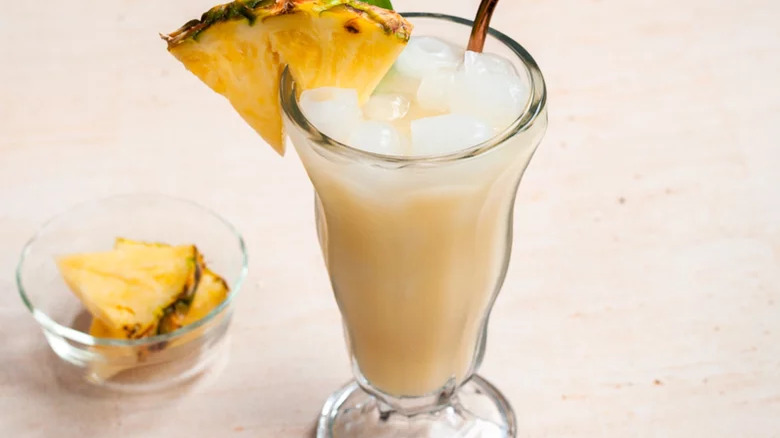 cocktail with pineapple wedges