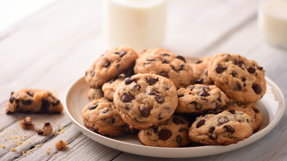 Plate of chocolate chip cookies