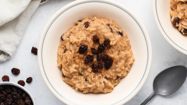 Rice pudding in a bowl