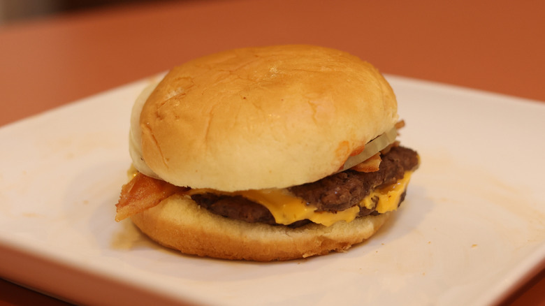 Wendy's Bacon Double Stack on white plate