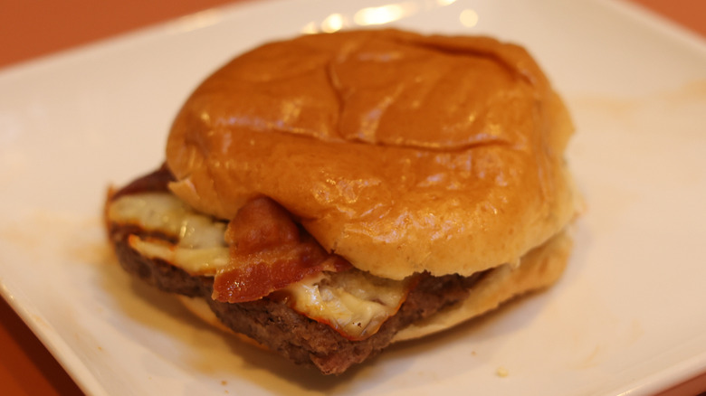 Wendy's Mushroom Bacon Cheeseburger on plate