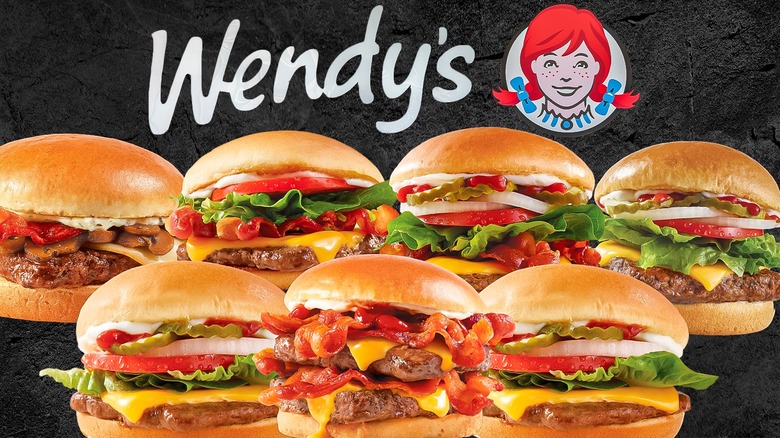 Wendy's burgers with logo in the background