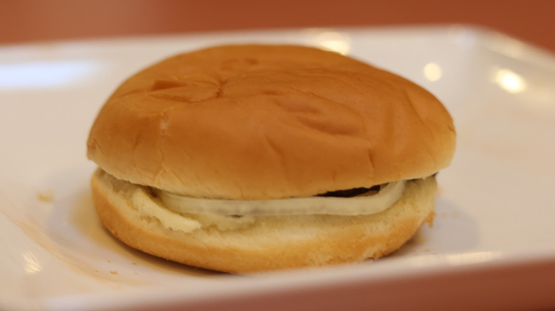 Wendy's Jr. Hamburger on white plate