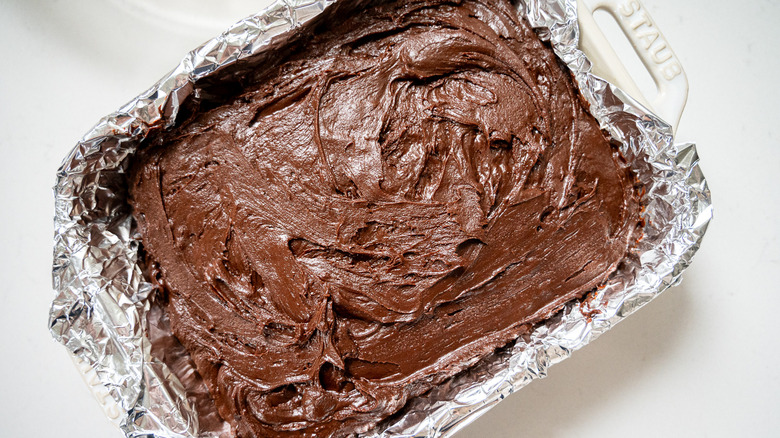 fudge in pan before setting