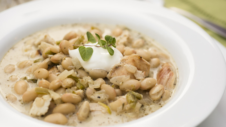 bowl of great northern beans chili