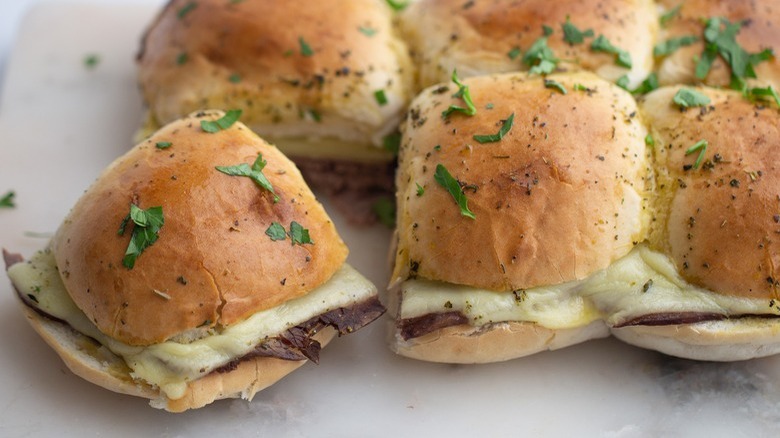 roast beef and cheese sandwiches