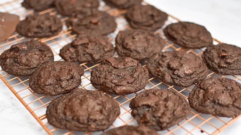 chocolate cookie on cooling rack