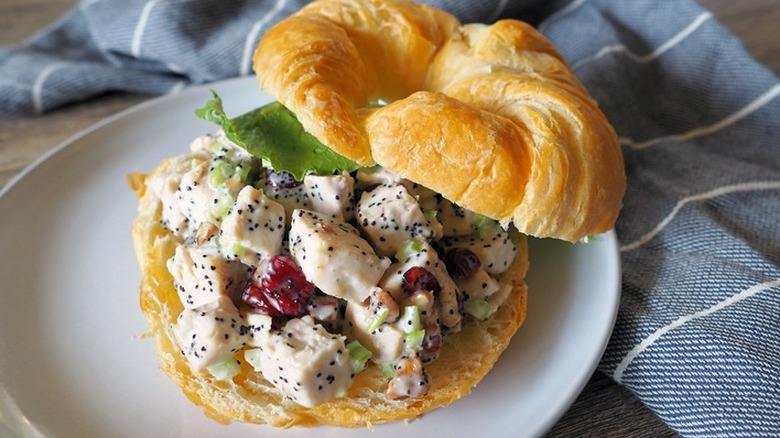 Croissant filled with poppy seed-chicken salad.