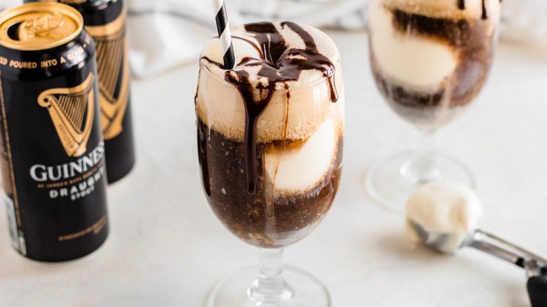 Guinness floats with Guinness cans