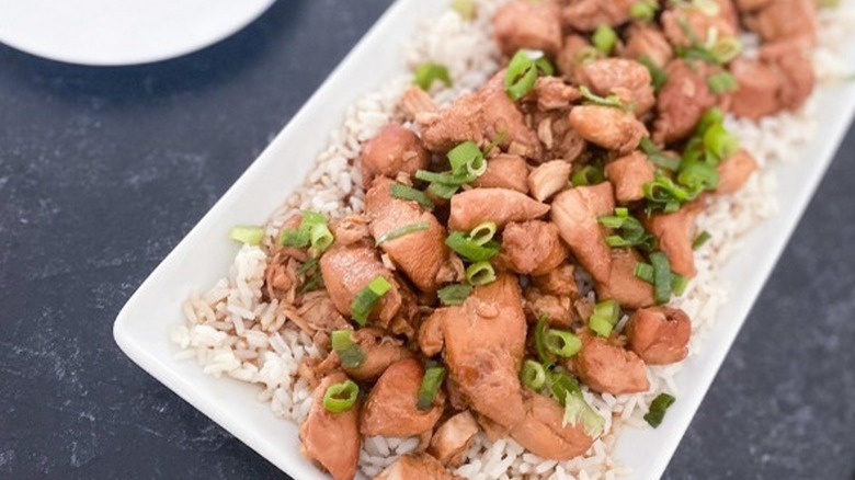 bourbon chicken over rice