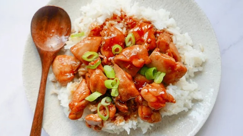 bourbon chicken over rice