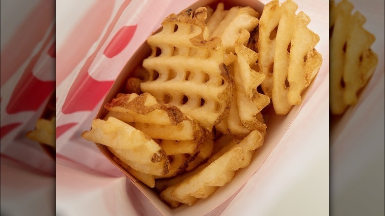 Chick-fil-a waffle fries in a bag