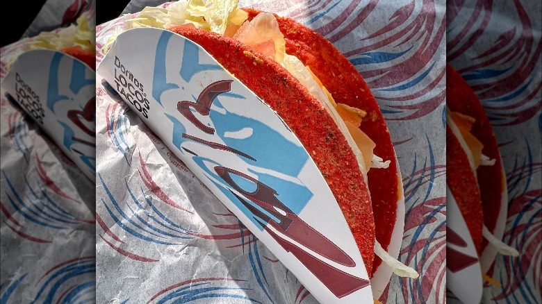 Red Doritos locos tacos from taco bell 