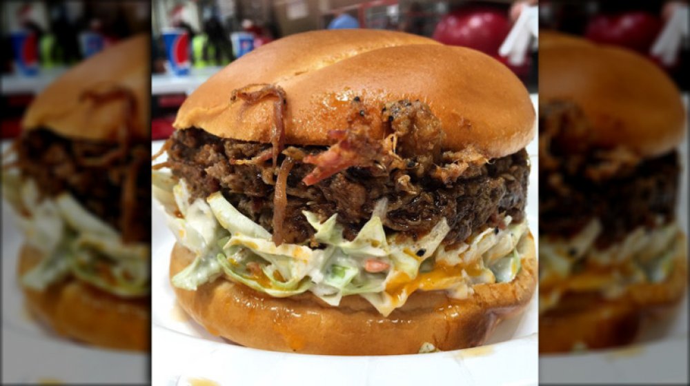 BBQ brisket sandwich at the food court