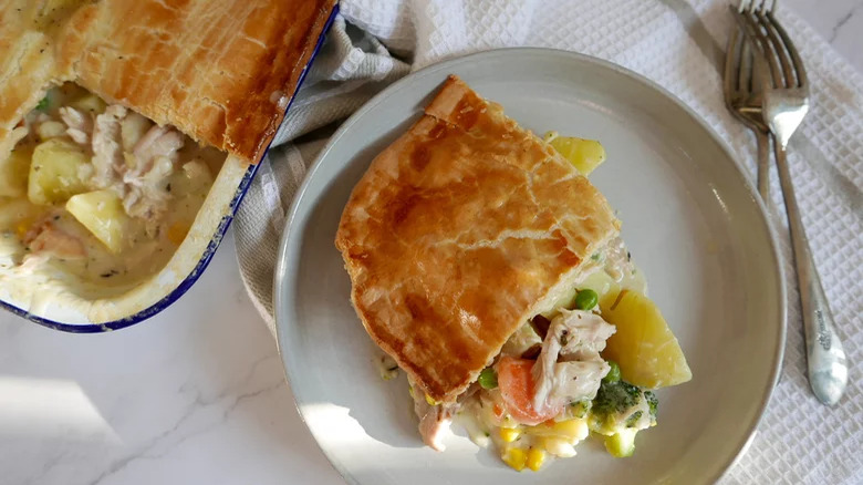 chicken pot pie on plate