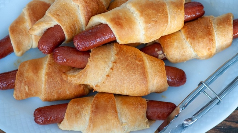 Hot dogs wrapped in dough