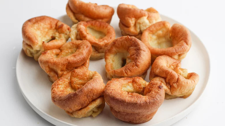 Yorkshire puddings on serving plate