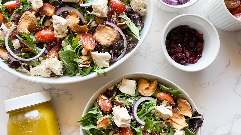 bowls of panera bread fuji apple salad copycat