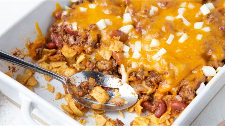 Frito pie in casserole pan