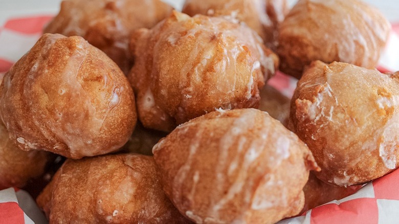 fritters on red-checked napkin