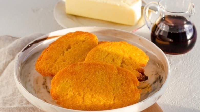 corn pone patties on plate