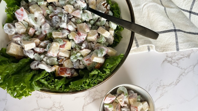 Waldorf salad in bowl