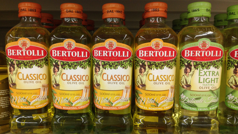 Bottles of Bertolli olive oil