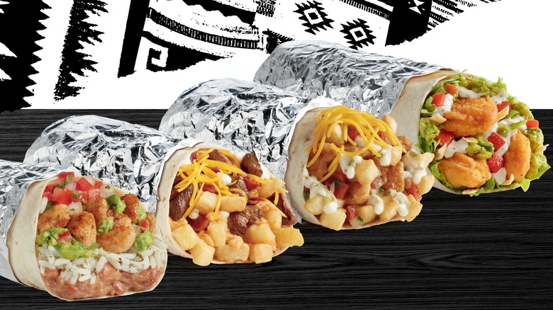 four Del Taco burritos