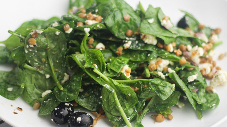 lentil and spinach salad