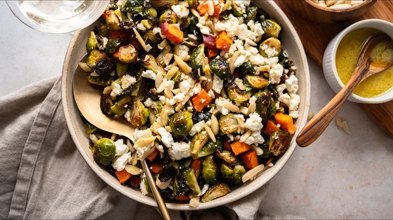 roasted Brussels sprouts and sweet potato salad