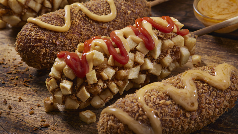 assortment of corn dogs