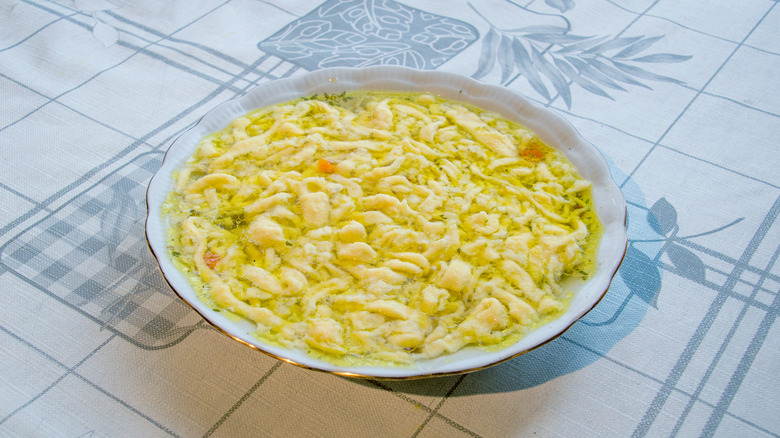 Chicken soup with egg noodles