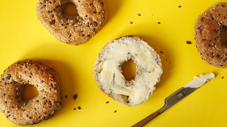 bagels with butter spread