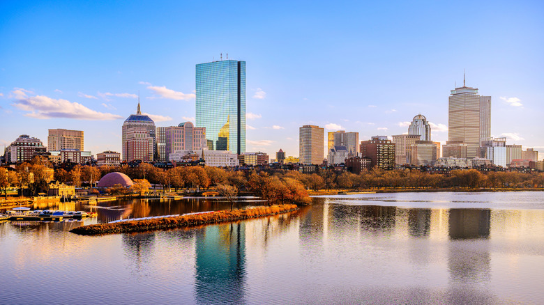 Boston skyline during golden hour