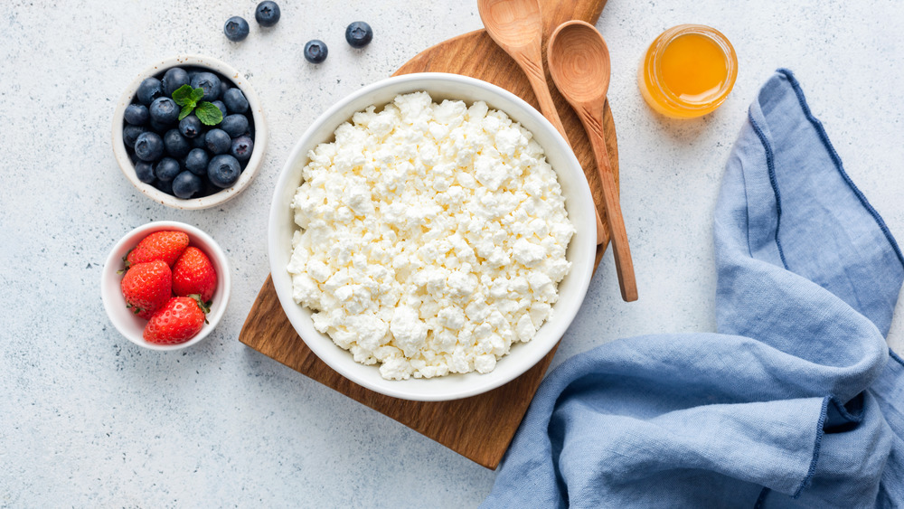 Cottage cheese in a bowl