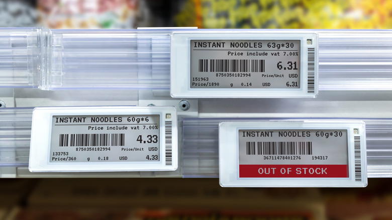 Electronic shelf labels for instant noodles