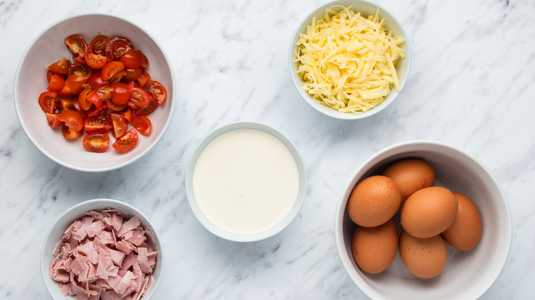 mini quiche ingredients on counter 