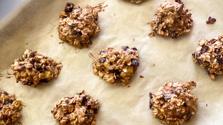 Five-ingredient oatmeal cookie dough waiting to be baked