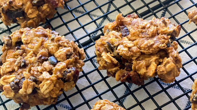 Five-Ingredient Oatmeal Cookies on a cooling rack