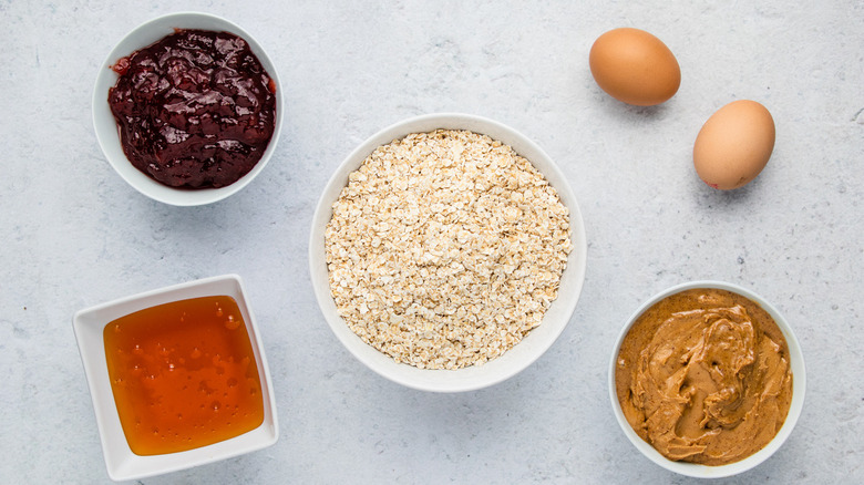 Ingredients for PB&J oats bars