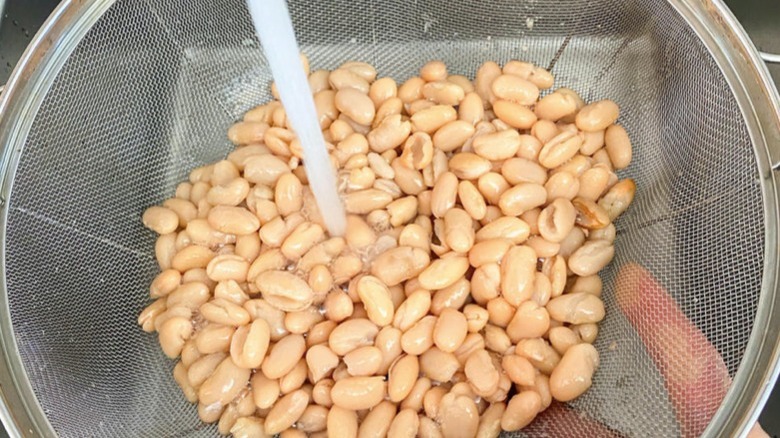 beans drained in colander