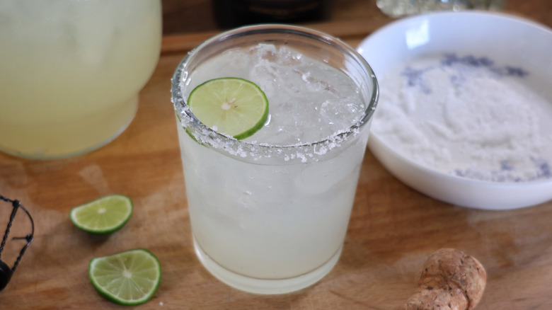 champagne margarita on cutting board