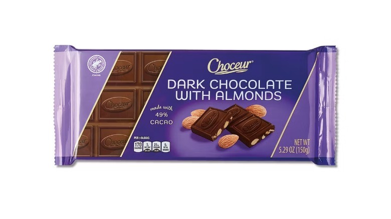 dark chocolate bar with almonds