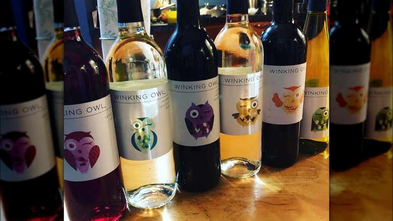 Winking Owl wine bottles